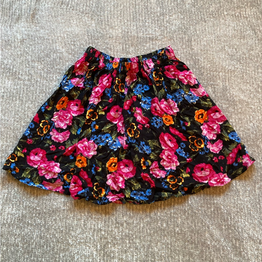 Abercrombie & Fitch Black‎ Floral Mini Skirt XS Flowy Whimsigoth Cottagecore
